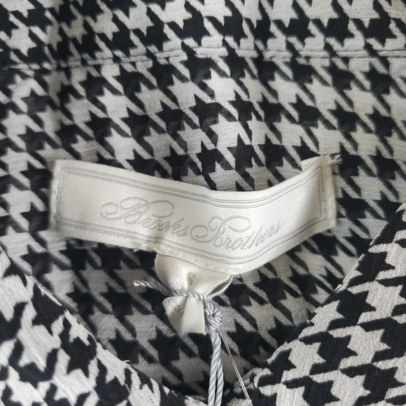 BROOKS BROTHERS Shirt Womens Small Relaxed Houndstooth Blouse Chiffon New - Picture 14 of 16